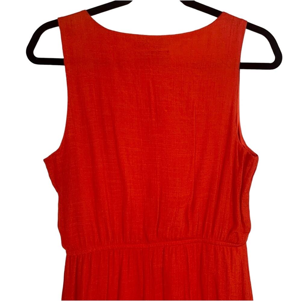 AGB Womens Orange Sleeveless Maxi Dress Size M Beaded V-Neck Elastic Waist Boho - Picture 12 of 15